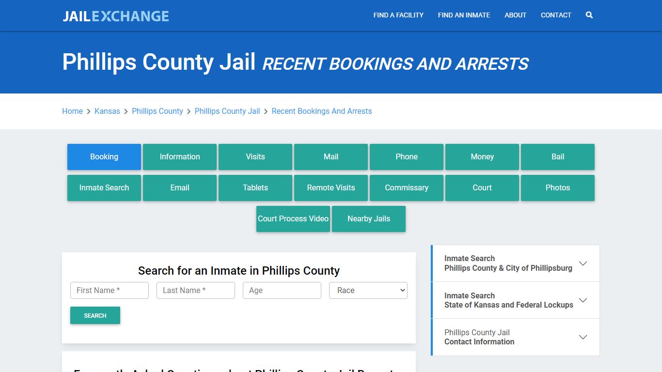 Phillips County Jail KS Recent Arrests and Bookings - Jail Exchange