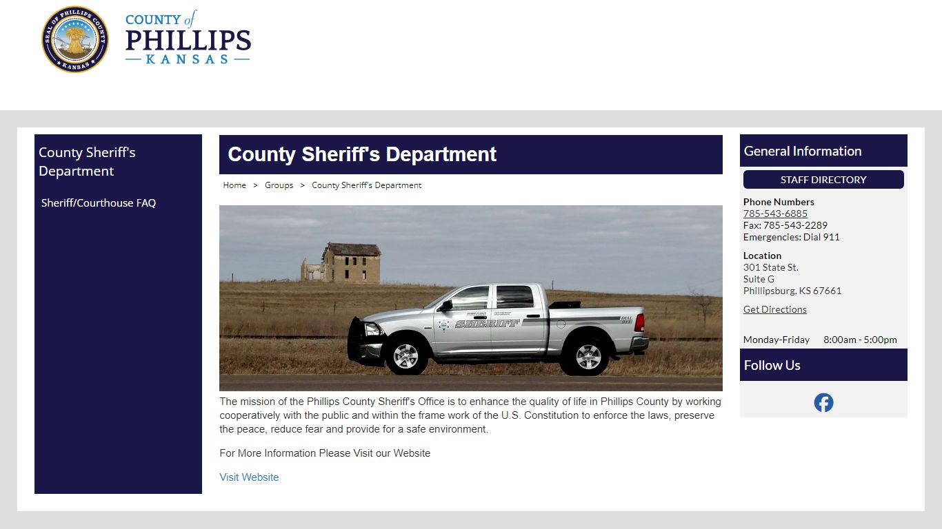 Official Website for the County of Phillips Kansas - County Sheriff's ...